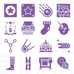 16 pack of feature  filled web icons set