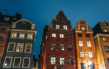 Stortorget place in Gamla Stan, Stockholm by night,
