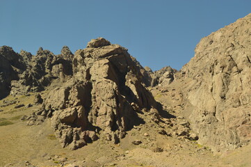 Driving through the windy mountain roads of the high Andes between Chile and Argentina