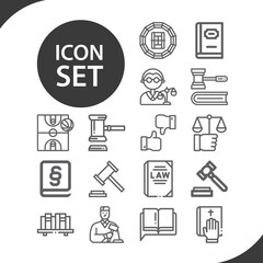 Simple set of judicial related lineal icons.