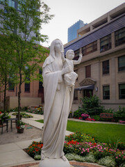 The Virgin Mary with Jesus Statue.