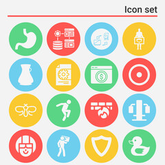 16 pack of body part  filled web icons set