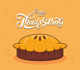 happy thanksgiving day celebration lettering with cake sweet