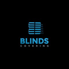 Window blinds covering logo company