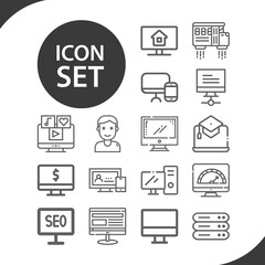 Simple set of data processor related lineal icons.