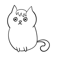 Cartoon Coloring Cute kitty Vector doodle illustration. Kitten doodle
