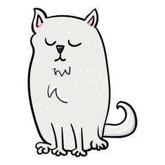 Domestic animal, a Cat sleep Vector doodle illustration. Kitten doodle