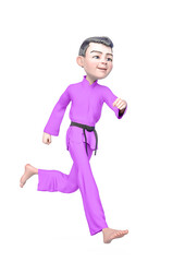 karate boy cartoon is running