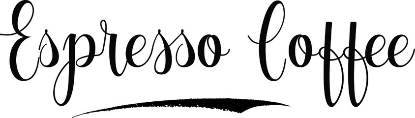 Espresso Coffee Typography Black Color Text on White Background