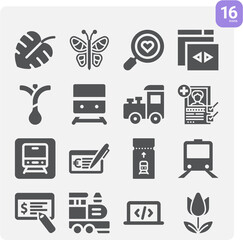 Simple set of develop related filled icons.