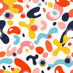 Abstract various shapes. Colorful cartoon background.  Vector