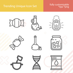 Simple set of refining related lineal icons.