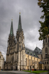Fototapeta na wymiar Saint Wenceslas Cathedral founded in 12th century, a gothic cathedral at Wenceslas square in Olomouc, Czech Republic
