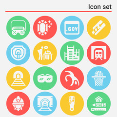 16 pack of tunnel  filled web icons set