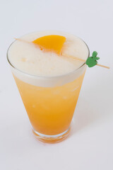 Orange juice glass. Isolated on white background