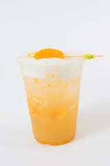 Orange juice glass. Isolated on white background