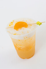 Orange juice glass. Isolated on white background