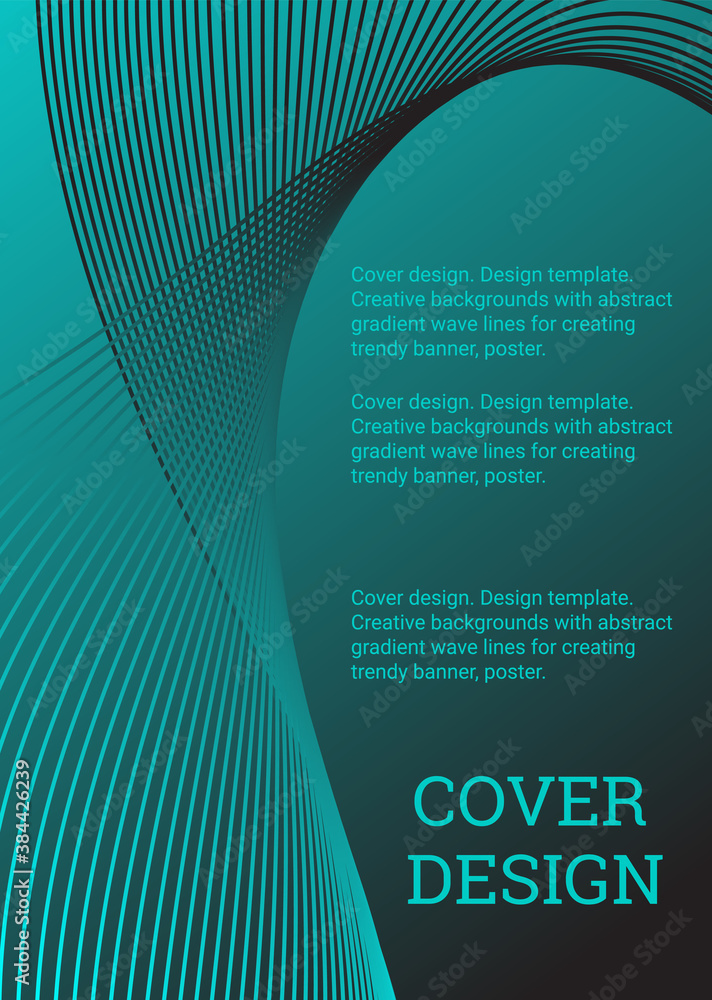 Fototapete Cover design. Design template. Creative backgrounds with abstract gradient wave lines for creating trendy banner, poster