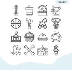 Simple set of traditions related lineal icons.