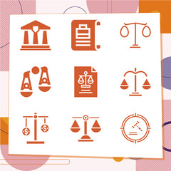 Simple set of 9 icons related to firms