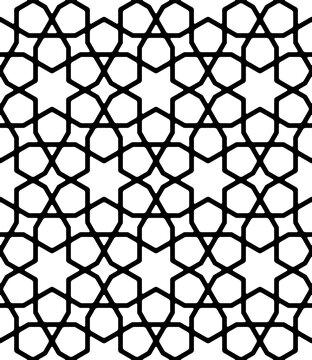 Seamless geometric ornament based on traditional islamic art.Black lines.