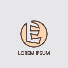 E Negative Space Initial Logo Concept Circle Icon Template