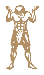 Fototapeta premium Atlas keeps the earth on their shoulders. Vector drawing silhouette