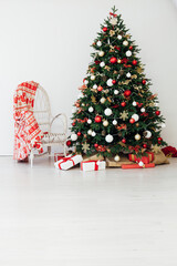 Christmas tree with gift decor for new year interior holiday card