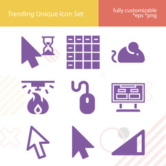 Simple set of pixel related filled icons.