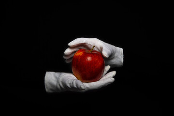 apple, hand, food, fruit, red, fresh, healthy, withe, black, holding, health, ripe, woman,...