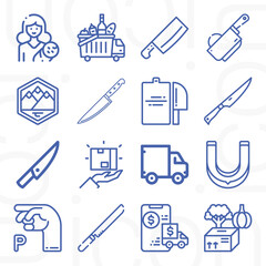 16 pack of tongue  lineal web icons set
