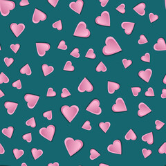 2D pattern of volumetric hearts. Love concept for postcard cover or decoration