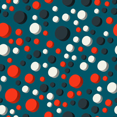 Volumetric circles pattern. Seamless vector illustration of colorful balloons on a dark background. The template is suitable for posters, cards, fabrics or wrapping paper.