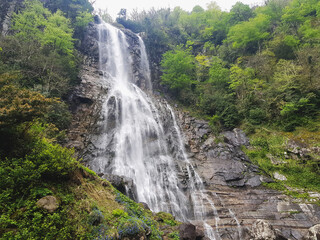 Mencuna waterfall in the forest in Artvin, Turkey