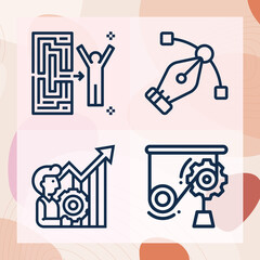 Simple set of nodes related lineal icons