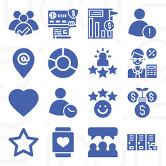 16 pack of accounted  filled web icons set