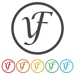 Initial letter YF logo ring icon, color set