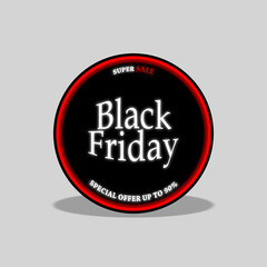 Black Friday Super Sale. Round neon banner. Vector illustration. The round design of the banner.