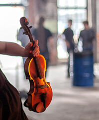 the musical instruments of the symphony orchestra rest before the concert.
