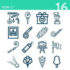 Fototapeta premium Simple set of 16 icons related to communist