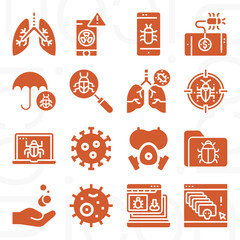 16 pack of infectious  filled web icons set