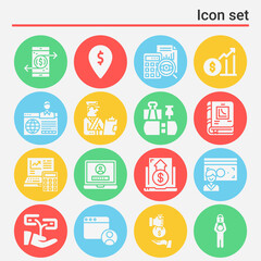 16 pack of cent  filled web icons set