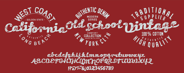 Old school vector graphic for fashion and printing. Hand drawn  calligraphy typeface.
