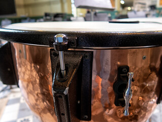 the musical instruments of the symphony orchestra rest before the concert.
