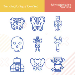 Simple set of skeletal related lineal icons.