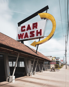 Vintage Car Wash Sign In Albany, New York