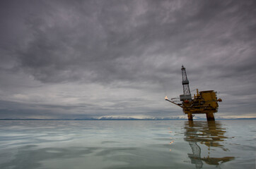 Fototapeta na wymiar Offshore Oil Rig, Cook Inlet, Alaska
