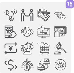 Simple set of bargain related lineal icons.