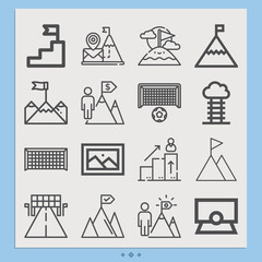 Simple set of game equipment related lineal icons.
