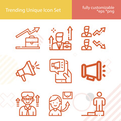 Simple set of promoted related lineal icons.